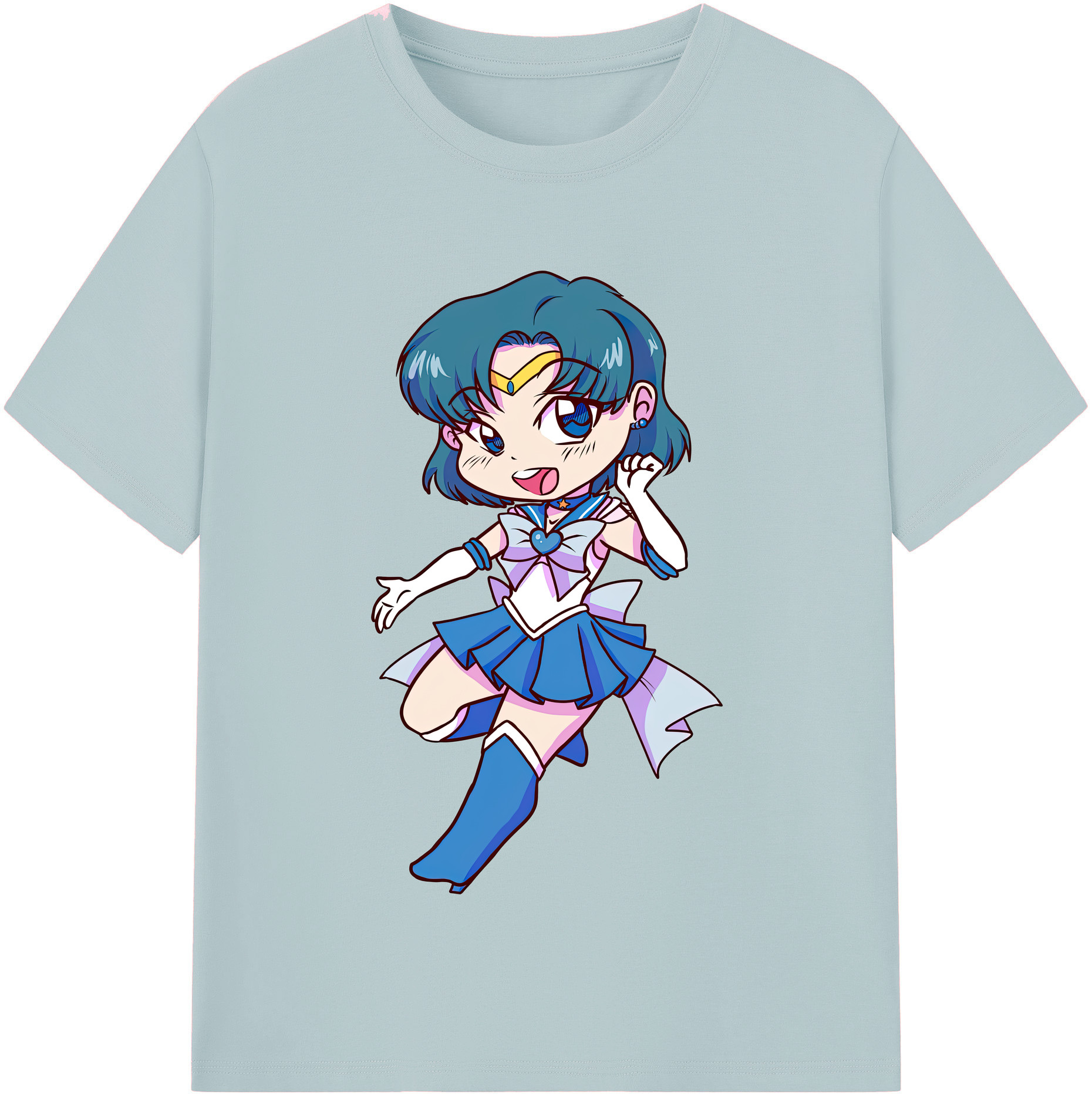 （画像用） 美少女戦士セーラームーン 水野 亜美 みずの あみ Sailor Moon Mizuno Ami 綿100％半袖Tシャツ（フロントプリント）